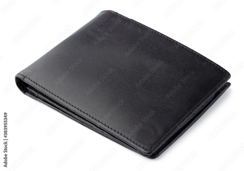Black leather men purse isolated on a white background Black leather men purse isolated on a white background