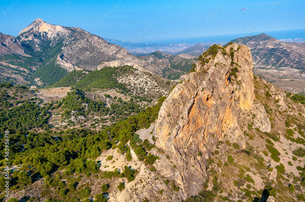erial view of mountain range in Alicante, Spain
