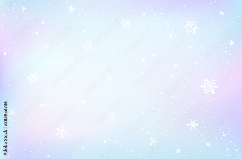 Winter holidays background with snow and snowflakes. Winter card design.