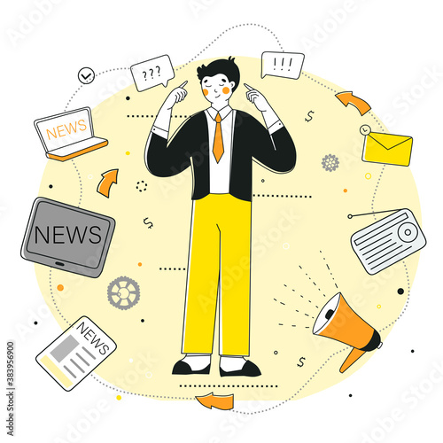Critical thinking, Vector flat graphic design. News filter, Flat infographic.