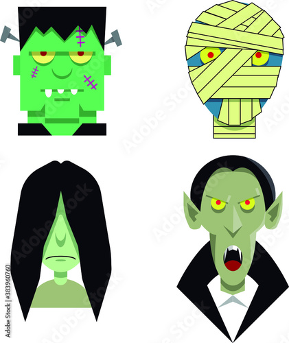 set of monsters. Halloween. Terror.