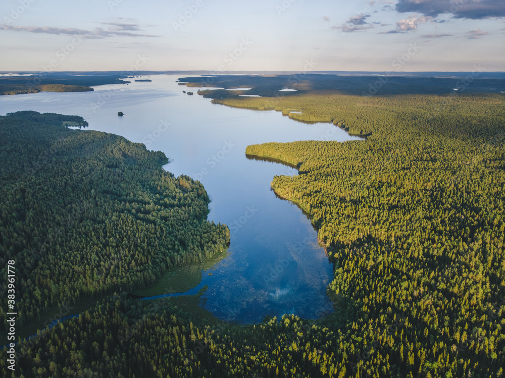 The charming Scandinavian lake from the air