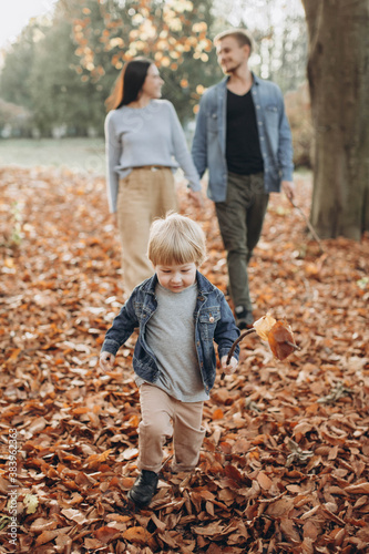 happy family in autumn park