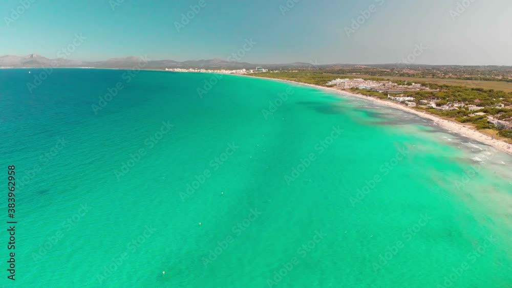 Aerial view of a beach in playa de Muro, Mallorca, Spain. Aerial view of a beach in playa de Muro, Mallorca, Spain.