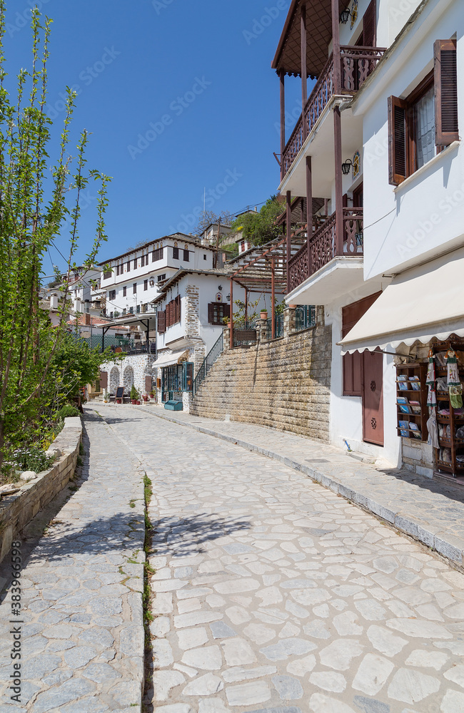 Alley in the picturesque village of Makrinitsa, Pelio, Greece.