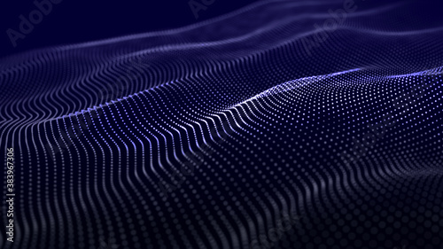 Abstract technology wave. Analytics view. Futuristic background. 3d rendering.