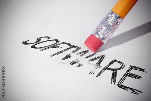 Φωτογραφία Pencil erasing the word Software