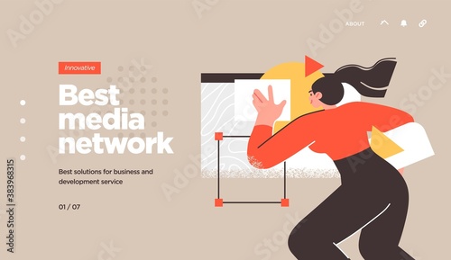 Landing page template of Social media marketing. Modern flat design concept of web page design for website and mobile website. Easy to edit and customize. Vector illustration