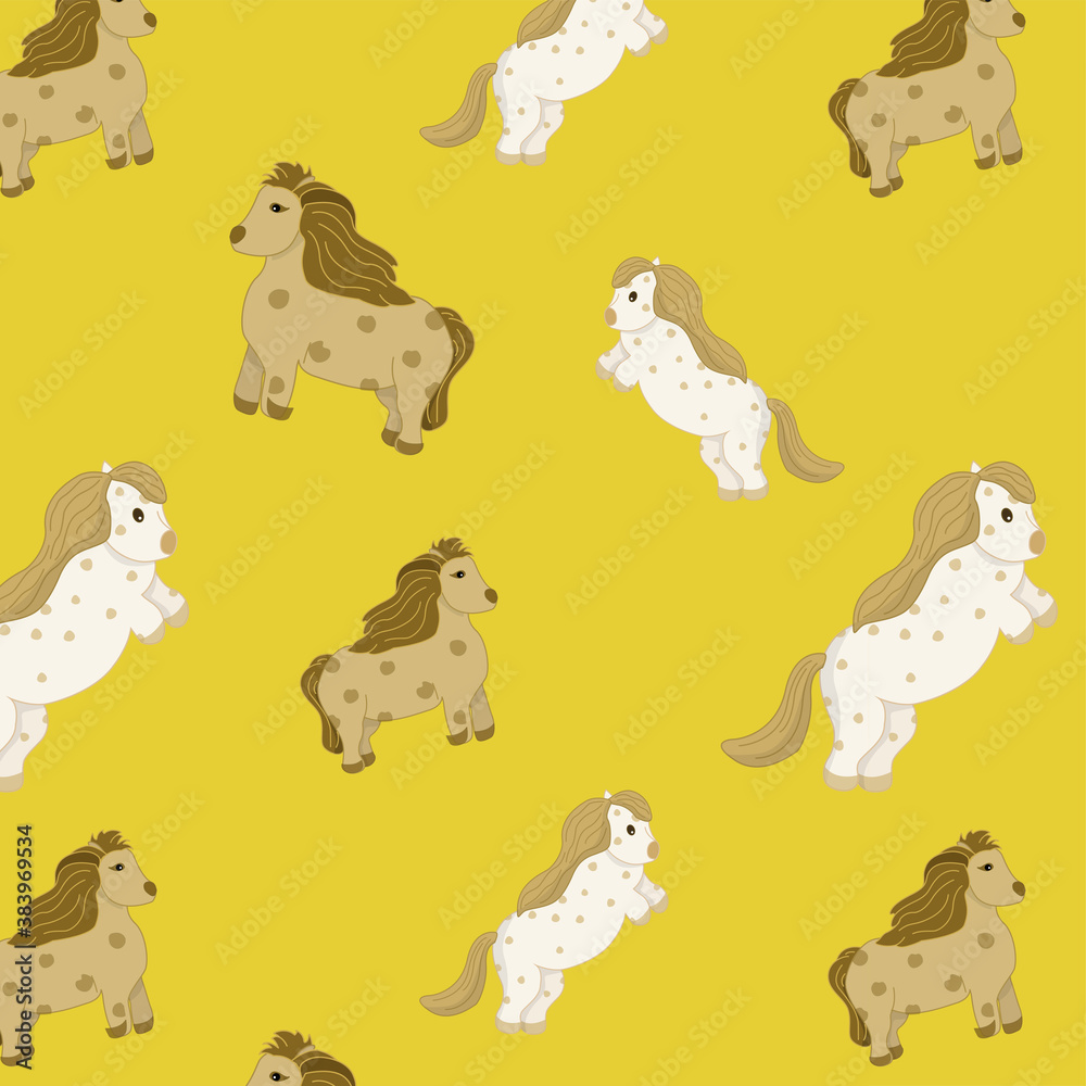 Fototapeta premium Vector seamless pattern. Ponies and horses 