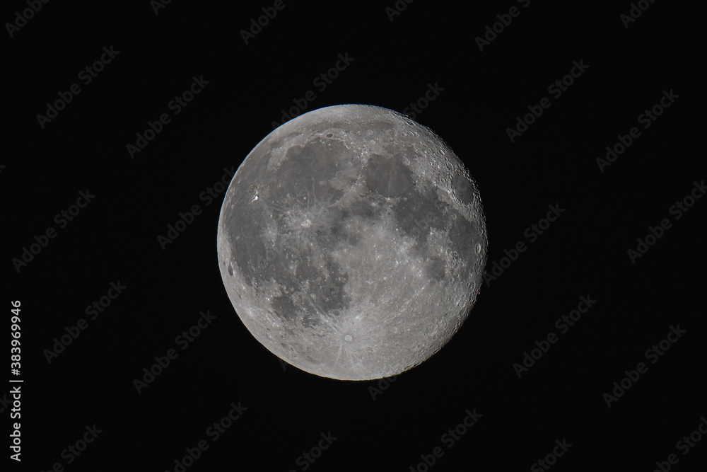 Fototapeta premium Full Moon close-up with visible moon crater, Germany