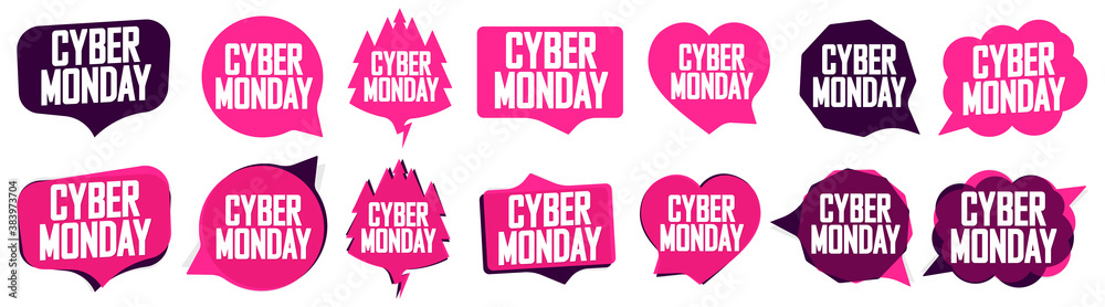 Fototapeta premium Cyber Monday, Set Sale banners design template, discount tags, final season offers, vector illustration