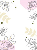 Vector image of a picture with flowers and patterns in black and pink. Registration of an invitation or a postcard.
