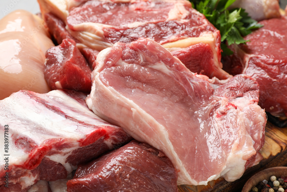 Closeup view of fresh cut raw meat