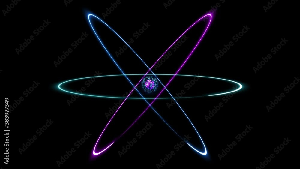 Atomic particles - 4k 3D animation of an atom with spinning electrons