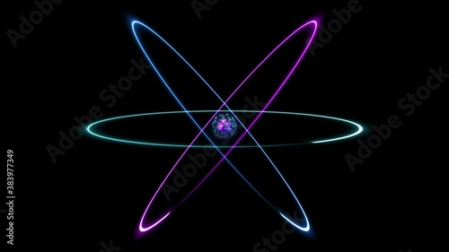Atomic particles - 4k 3D animation of an atom with spinning electrons