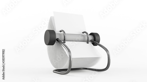 Rolodex animation - Flipping and rolling pages of a rolodex style address book - 4K 3D seamless animation of a Rolodex Address Book flipping and turning pages