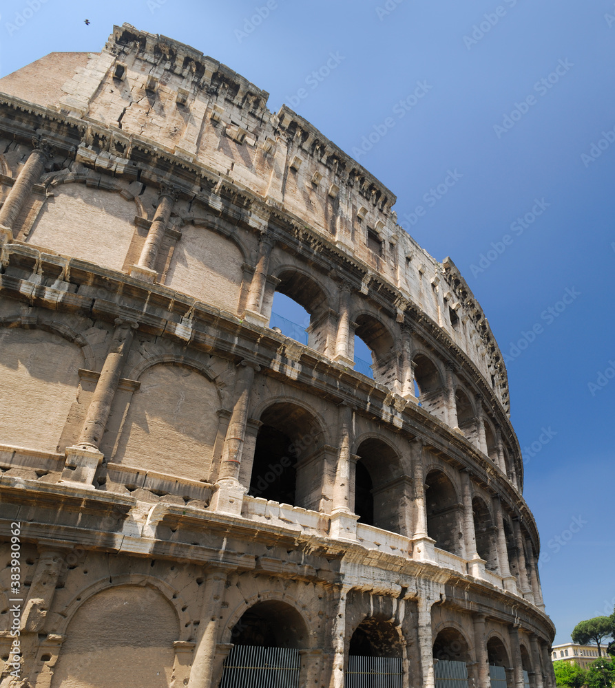 Outer wall of the Colosseum or Flavian Amphitheatre in Rome