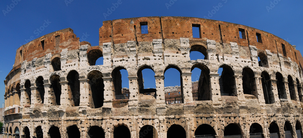 Panorama of the Colosseum or Flavian Amphitheatre in Rome
