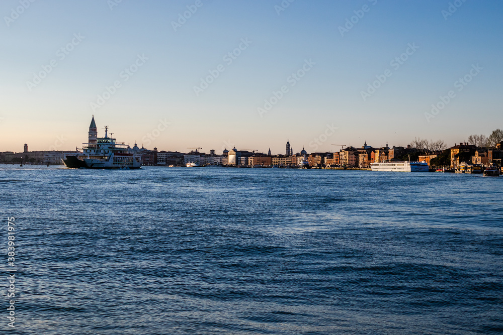 Looking back towards Venice from the Venetian lagoon Looking back towards Venice from the Venetian lagoon
