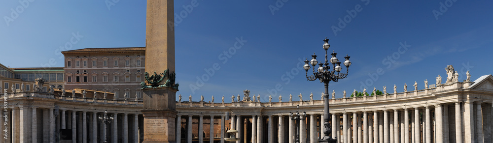 Panorama of Berninis colonnade at St Peters piazza in Rome Panorama of Berninis colonnade at St Peters piazza in Rome