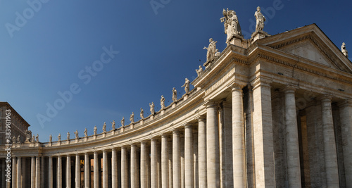 Panorama of Statues on St Peters piazza colonnades