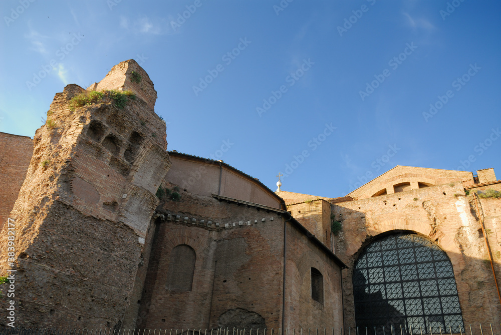 Brickwork of Saint Mary of the Angels and Martyrs basilica Rome