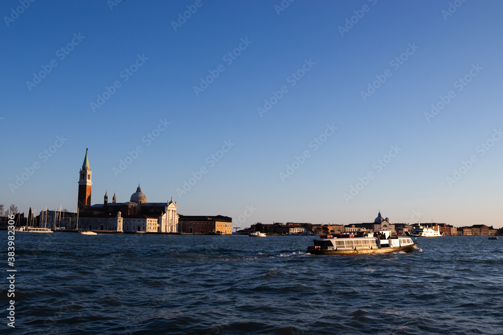 Fototapeta premium Looking back towards Venice from the Venetian lagoon