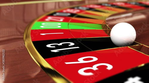 Wallpaper Mural Casino Roulette wheel - Lucky number 13 black (thirteen black). 4k 3D realistic animation of a casino roulette wheel with the ball landing on lucky number 13 black Torontodigital.ca