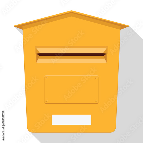 Yellow classic post box. Mail box icon. Letterbox. Vector illustration.