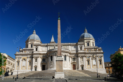 Grand staircase and obelisk of Santa Maria Maggiore Basilica in Rome photo