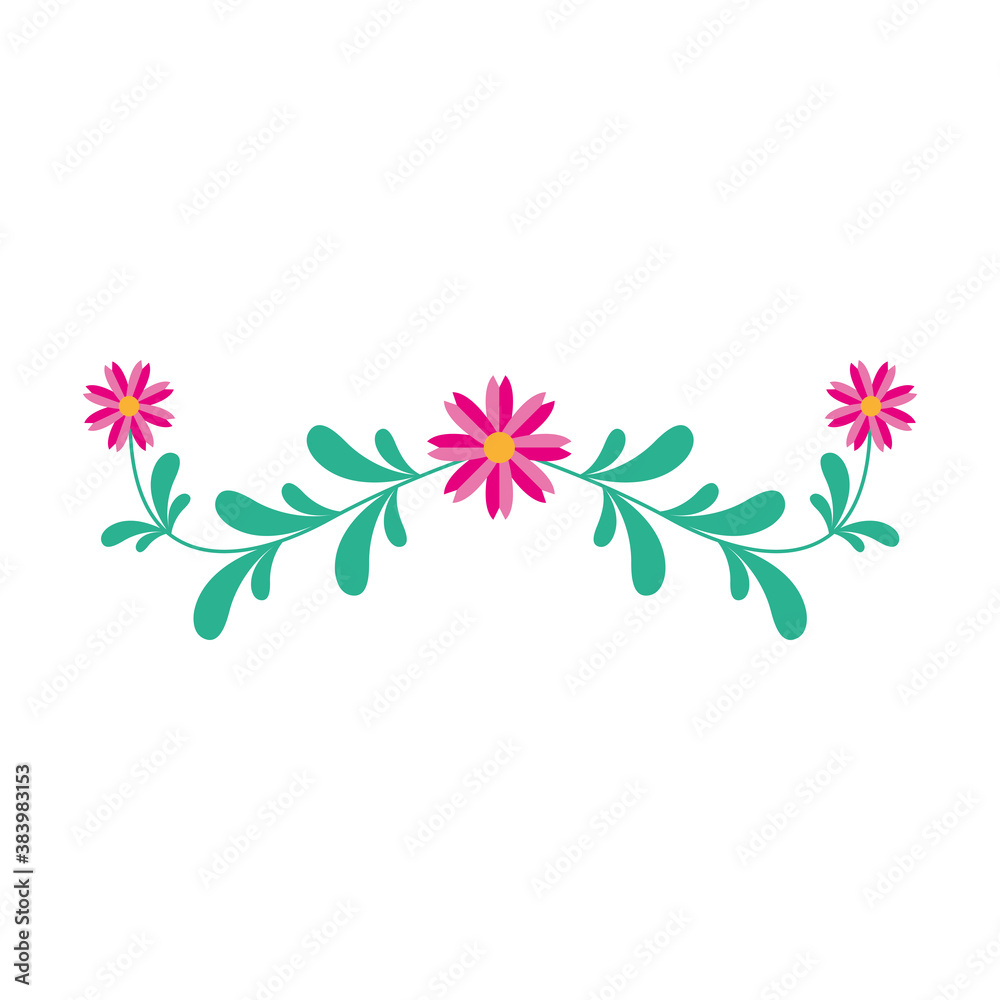 flowers with leaves vector design