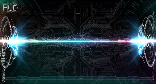 Virtual reality. Futuristic VR head-up display design. Futuristic Vector HUD Interface Screen Design.  HUD UI GUI futuristic user interface screen elements set. High tech screen for video game. 