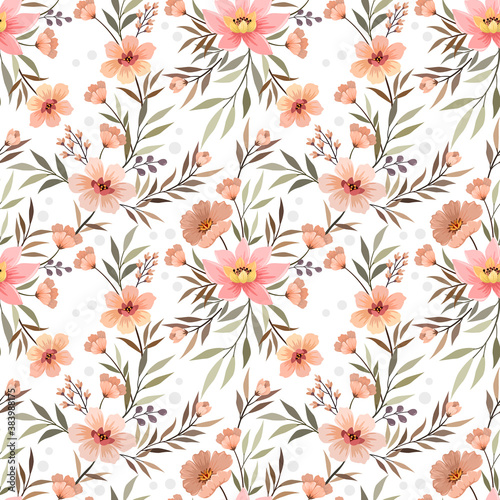 Colorful hand draw flowers seamless pattern for fabric textile wallpaper.