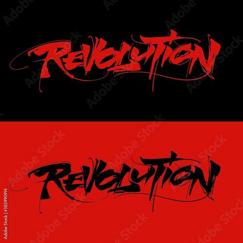 Revolution lettering text. modern calligraphy style vector illustration.