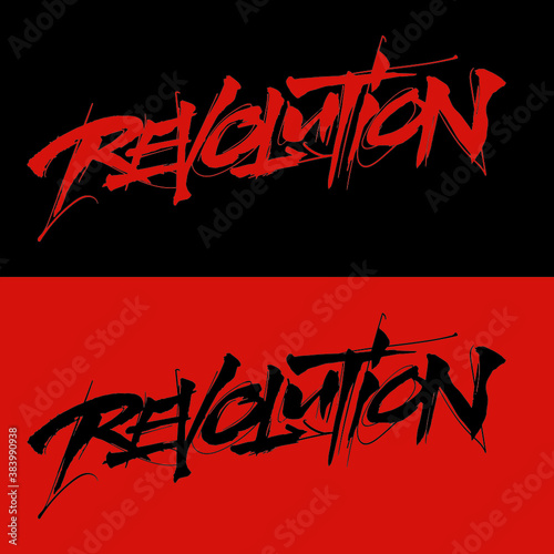 Revolution lettering text. modern calligraphy style vector illustration.