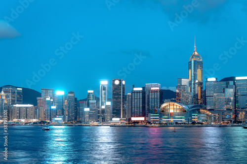 Cityscape and skyline at Victoria Harbour in Hong Kong city