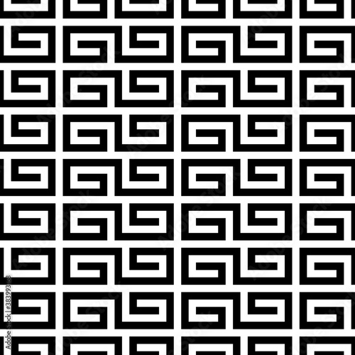 Seamless pattern with Chinese ornament. Oriental traditional ornamentation with curly shapes. Window tracery wallpaper. Grid motif. Digital paper with curves, textile print, web design. Vector art.