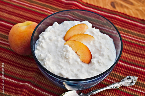 cottage cheese and fresh peaches