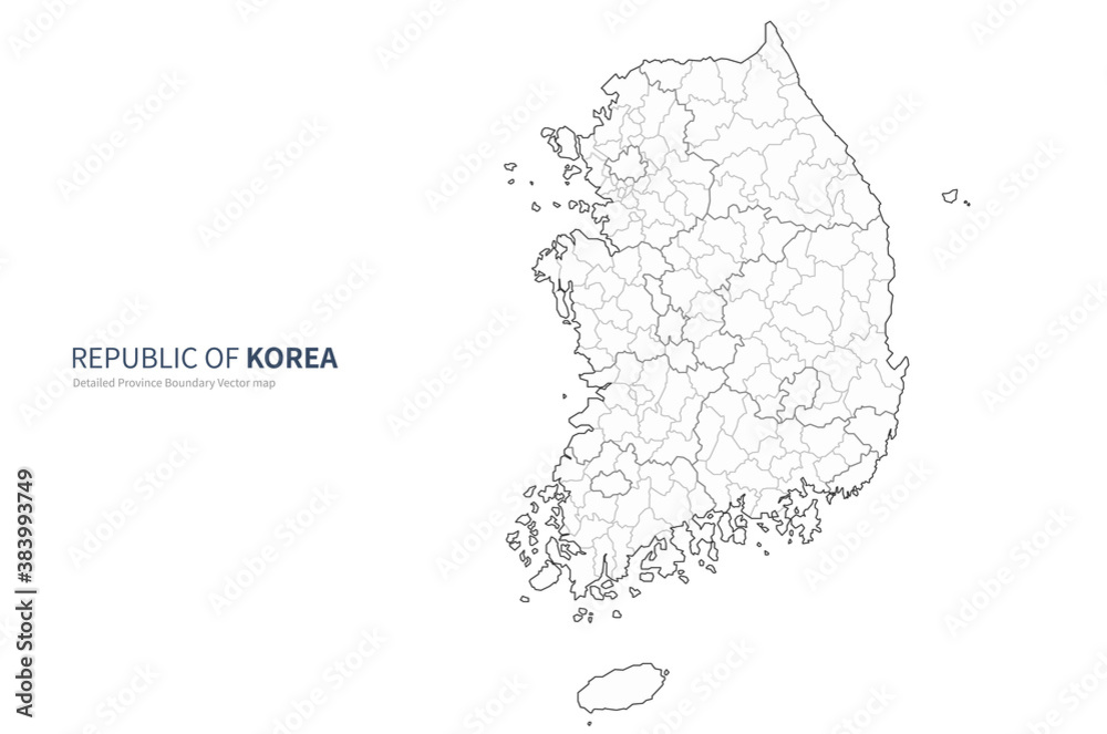 South korea map. Map Vector by Administrative Region in Korea. - obrazy, fototapety, plakaty 