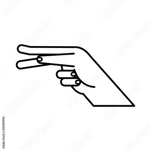 hand sign language p line style icon vector design