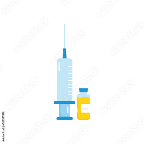syringe and vaccine bottle icon, colorful design