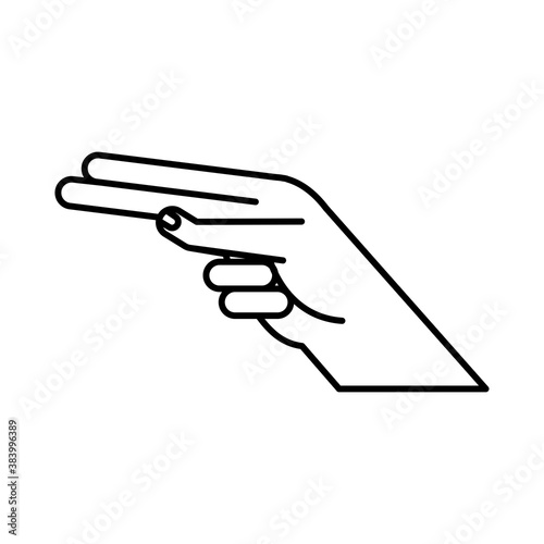 hand sign language h line style icon vector design