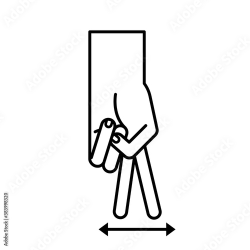 hand sign language p line style icon vector design