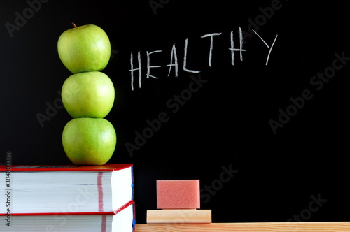 apples and chalkboard photo