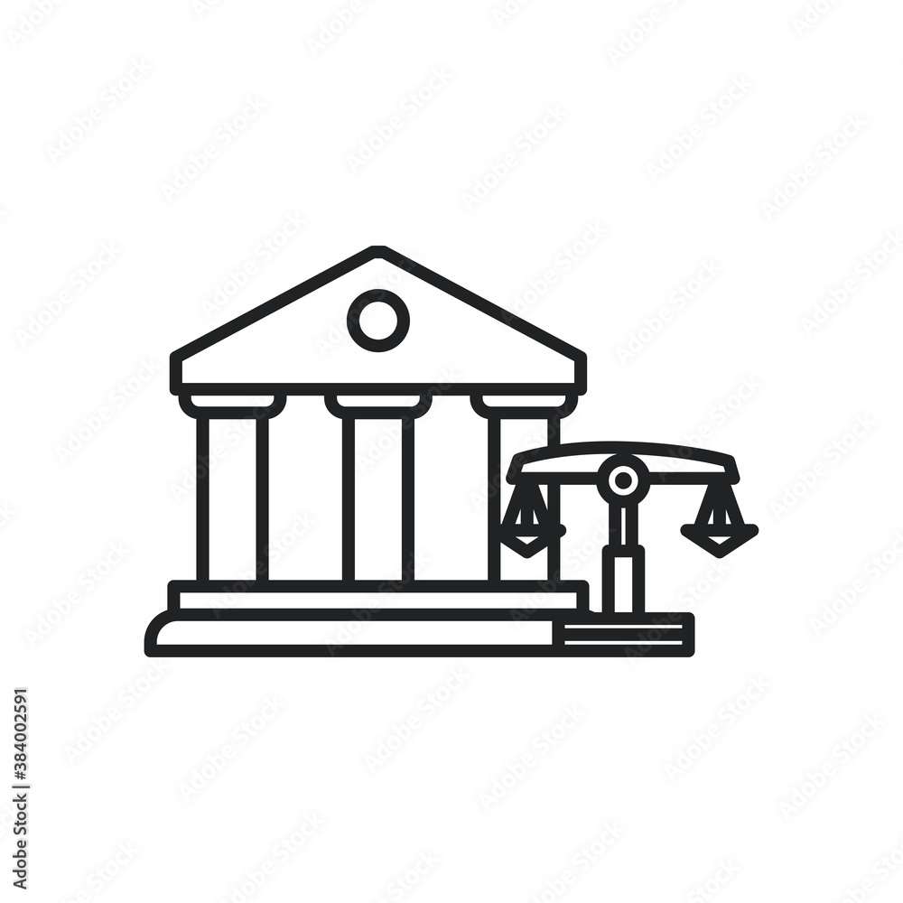 law scale with building line style icon vector design law scale with building line style icon vector design