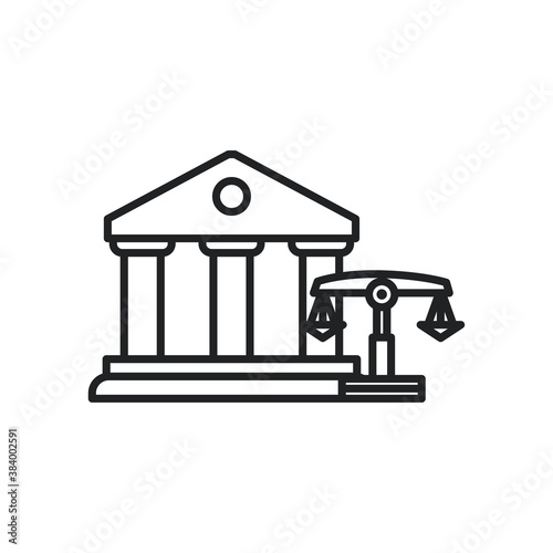 law scale with building line style icon vector design