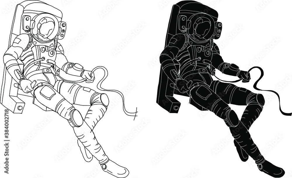 Astronauts fly in The space and atmosphere background.Astronaut in outer space over the planet earth.
