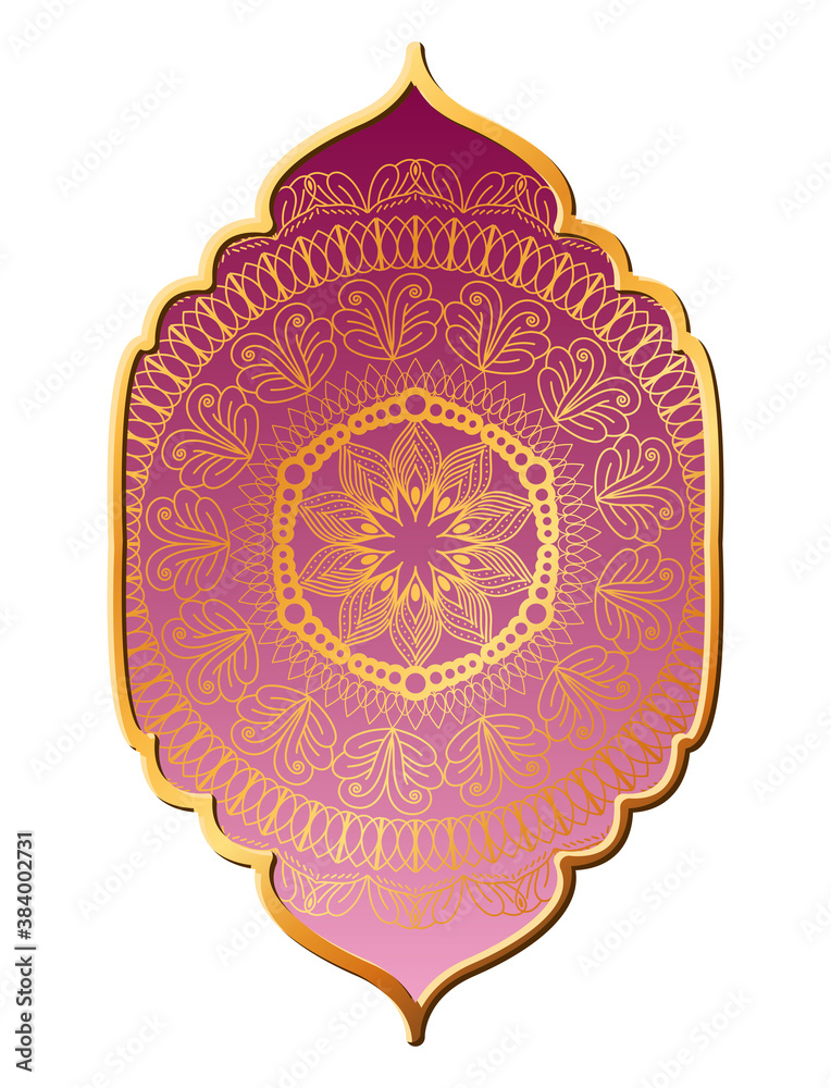 mandala gold in pink frame vector design