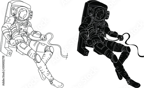 Astronauts fly in The space and atmosphere background.Astronaut in outer space over the planet earth.