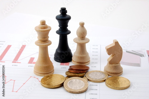 chess man over business chart photo